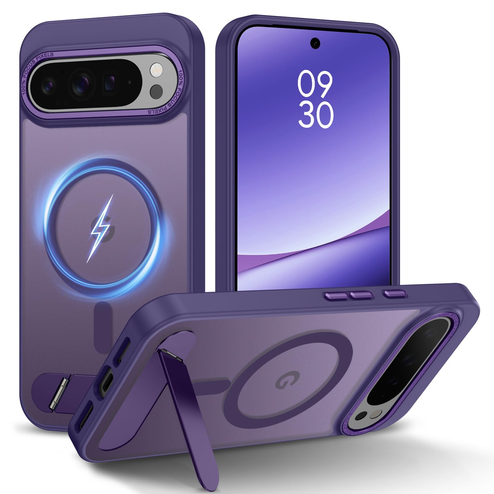 VENINGO Magnetic for Google Pixel 10 Pro XL Case,[14FT Military Grade Protection][Fit for MagSafe & Pixelsnap][Invisible Stand] Matte Translucent Slim Case for Google Pixel 10 Pro XL, Purple