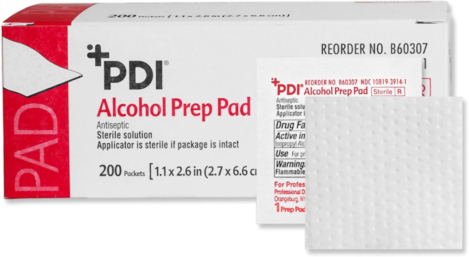 PDI Alcohol Prep Pad Sterile Medium Nonwoven Gauze B60307 20 Count(s) 200 /Count