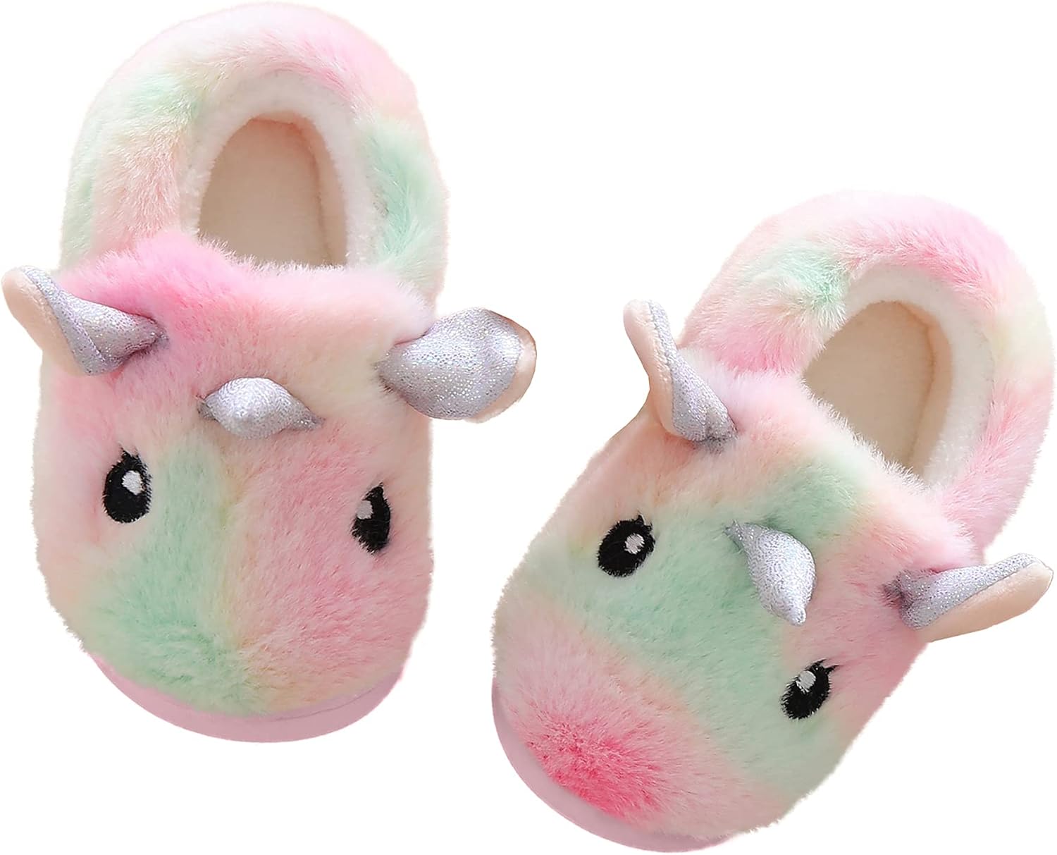 Toddler Kids Non-Slip Slippers Girls Boys Warm House Slippers, Pink, 3-4 Little Kid