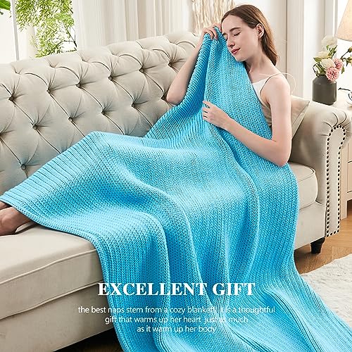 L'AGRATY Knitted Weighted Blanket - 60"x80" 15lbs Cooling Chunky Knit Heavy Blanket for Adults Braided Crochet Throw Thick Cable Yarn Knit Decorative No Beads Evenly Weighted Machine Washable