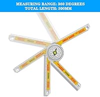 Vista 5 de Miter Saw Protractor Angle Ruler, 360 Degree Measure Tool ,Angle Finder Gauge with High Accuracy Bubble Level for Carpenters and All Building Trades