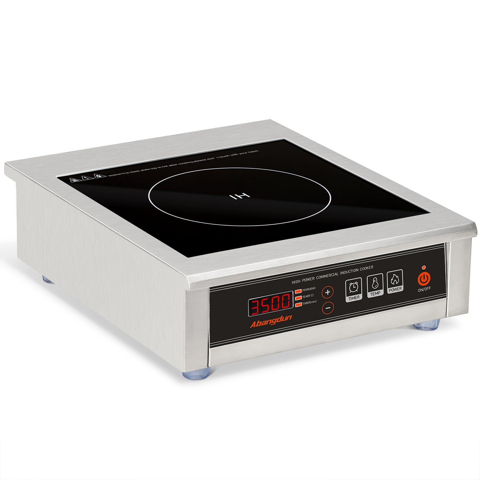 Komercyjna płyta indukcyjna 3500 W – 190-275 V, komercyjna płyta indukcyjna z 16 poziomami mocy, 60-240°C, timer 18 h, stal nierdzewna i szkło, do gastronomii, restauracji i kuchni