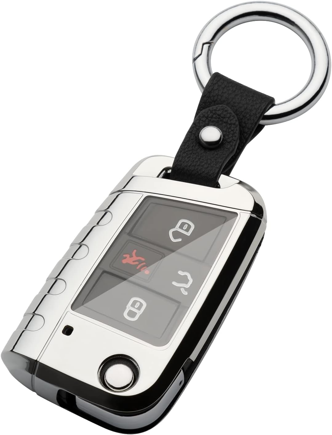 ZSPDACC Compatible with Volkswagen Foldable Key Fob Cover Silver TPU Protector Case Car Key Chain Holder Compatible with VW Golf GTI Jetta Atlas Tiguan e-Golf Accessories