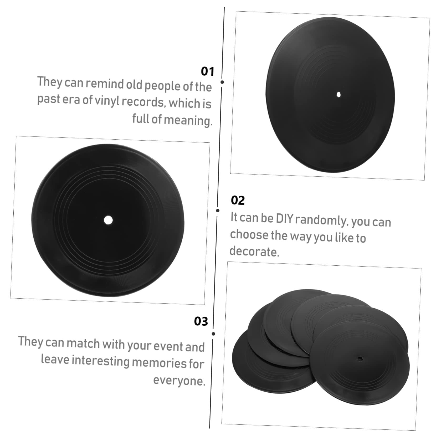 Zerodeko Discos de Vinilo Decorativos Negros 12 para Decoración de Pared Retro Artística en Interiores y Eventos de Cafeterías y Bares