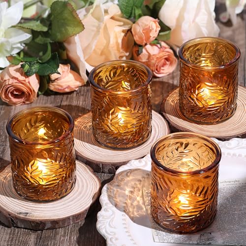 Haviti 03 24 Pcs Amber Votive Candle Holders, Tea Light Candle Holders thumb #2