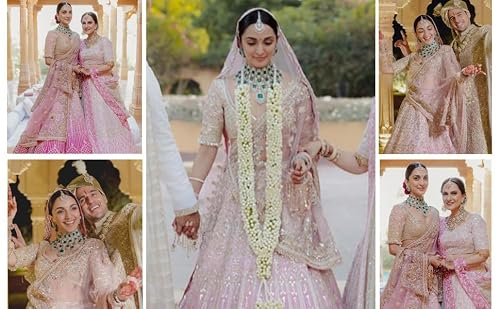 TRENDMALLS Women\'s Satin Embroidery Bridal Lehenga Choli with Net Dupatta Ready To Wear (L148-Pink-S) - Thumbnail 4
