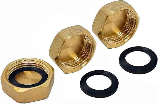 Pipestation Compression Fittings 1/2" Brass Blanking Nuts Caps - Pack of 3 | 1/2 inch Compression Blanking End Caps | Radiator Valve Brass Blank Nut End Cap | Plumbing Fittings | Pipe Fitting Cap