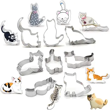 8 PCS Cat Cookie Cutter Set Stainless Steel...