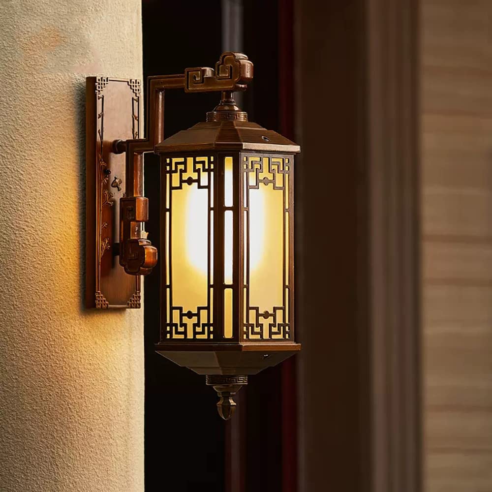 HUAYUSEDF Black Outdoor Wall Light Fixture - Decorative Porch Lantern Sconce for Garage, Front Door & Exterior Lighting Stylish Lamp for Home Security & Ambiance (41 * 27cm)
