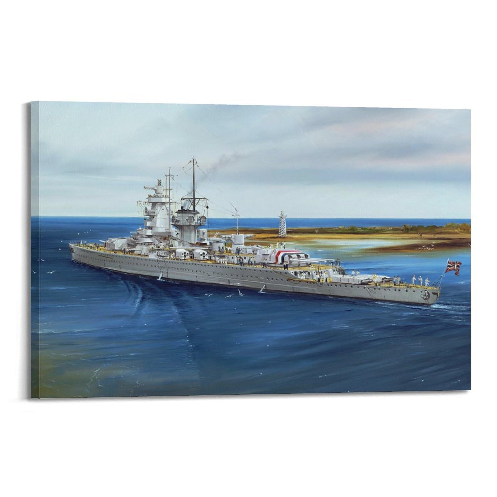 OKAHYS 1937 Vintage WWII German Navy Battleship Admiral Graf Spee Warship Decorative Painting Canvas Wall Artworks Picture 12x18inch(30x45cm)
