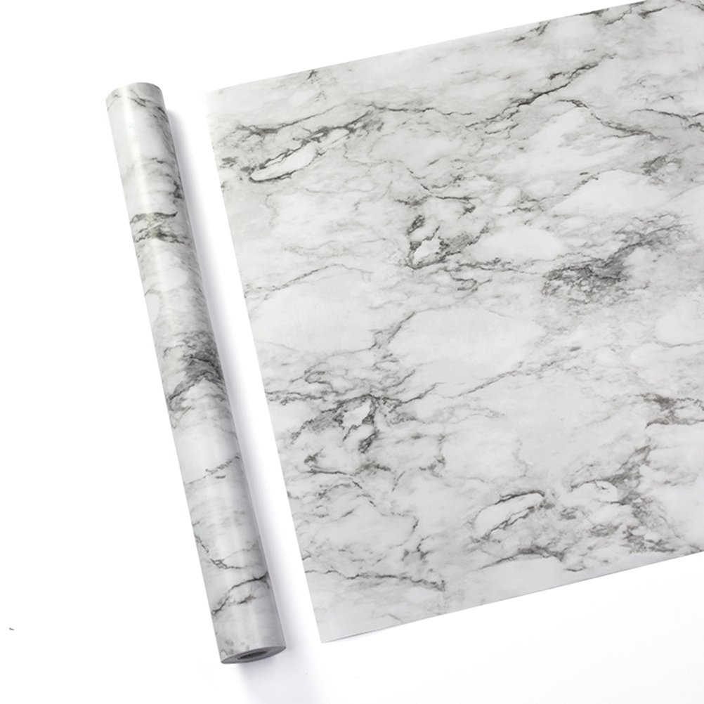 VORCOOL Marble Effect Self Adhesive Vinyl Film Paper Table Door Sticker Sticky Plastic for Furniture Kitchen Living Room 45CM X 10M
