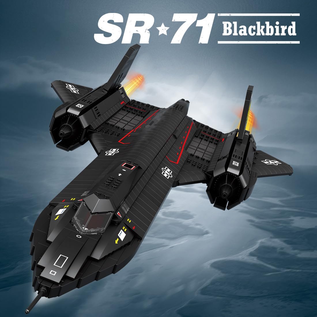 SR71 Kampfjet Bausteine Set, 1775 Stück Blackbird Klemmbausteine Militär Flugzeug, Kampfflugzeug Modellbausatz für Erwachsene