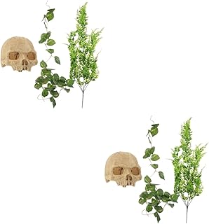 2 Conjuntos De Esconderijo De Répteis De Cavernas Esconderijo De Réptil De Crânio Réptil Terrário Planta Tanque Habitat Decoração Plantas Para Animais De Estimação Plantas