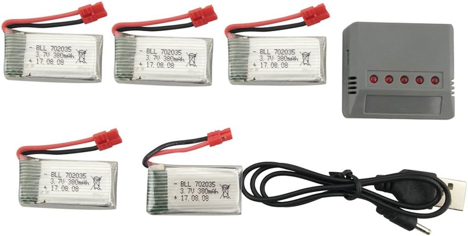 Fytoo Accessories 5 PCS 3.7V 380 mAh Li Battery+1 PCS Charger for SYMA X5A-1 X15 Rc Drone/Helicopter/Aircraft/Airplane Spare Parts