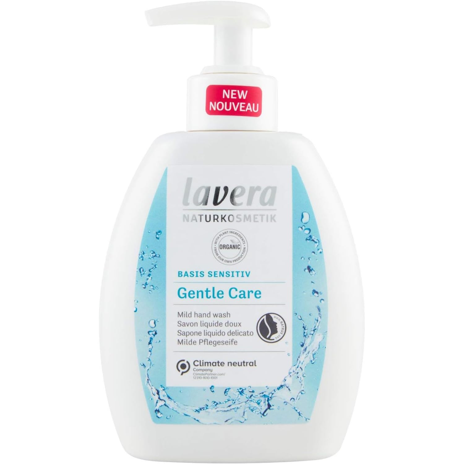 lavera Basic Sensitive Gentle Care Hand Wash • Organic Aloe Vera & Organic Chamomile • Mild Cleansing • Vegan • Skin-Neutral pH • 250ml