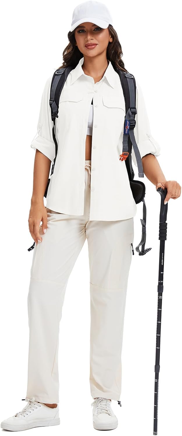 Womens Sun Protection Safari Shirts UPF 50+ UV Long Sleeve Outdoor Cool Quick Dry Fishing Hiking Shirts - Image 7