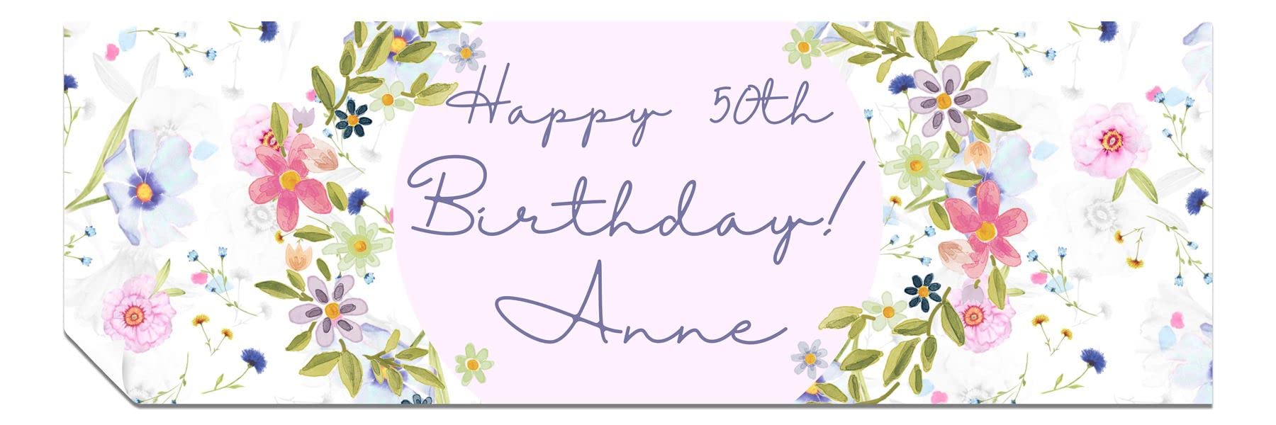 Personalised Birthday Banners - Happy Birthday Banners for Men & Women - HD Printed Banner Decorations for Him or Her - Party Wall Banner Flowers 6ft x 2ft Large Banner