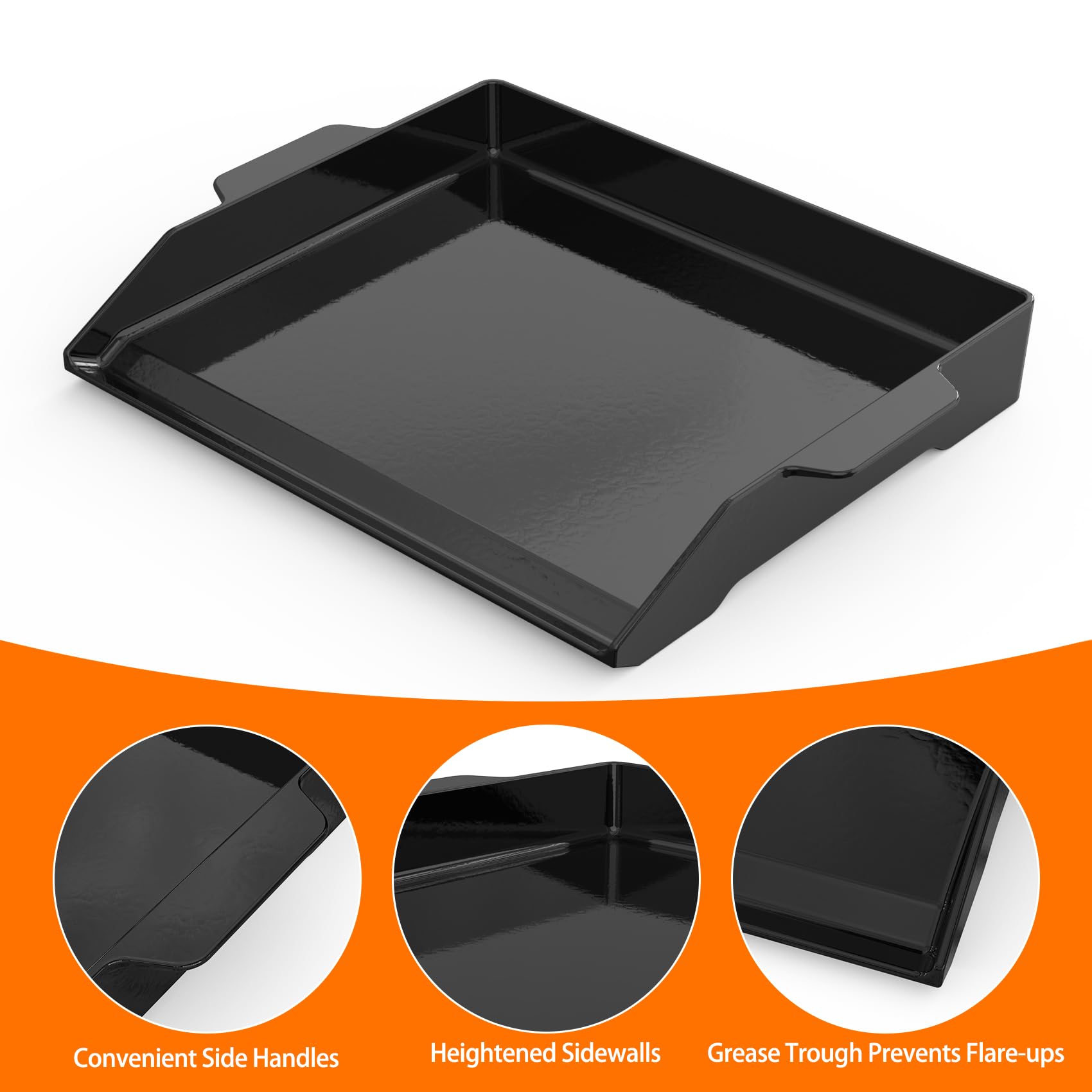 Onlyfire 48×36cm Plancha en Fonte Émaillée pour Barbecue à Gaz et Charbon