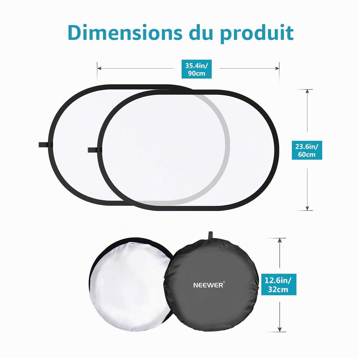 NEEWER Panneau Diffuseur de Lumière pour Photographie, 60x90cm Tissu Diffuseur Blanc Doux avec Sac de Transport, Modificateur de Lumière Pop-Out Pliable pour Produit, Prise de Vue Vidéo