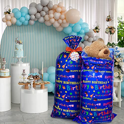 2 Pcs 70 X 40 Inch Jumbo Gift Bags, Extra Large Plastic Present Bag, Giant Gift Wrapping Bags With 2 Cord Tie And 2 Gift Tags For Baby Shower Birthday New Year Holiday Party Supplies (Birthday Style) #TOP4