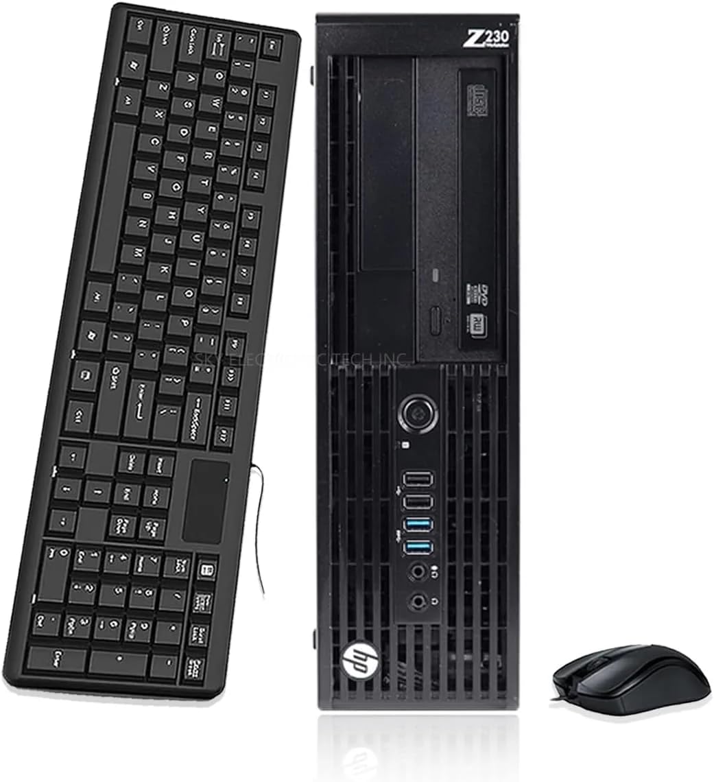 HP Z230 Tower Workstation PC desktop, Core E3-1230V3, 8 GB RAM, 256 GB SSD, US QWERTY Tastiera, Win11 Pro (rinnovato)