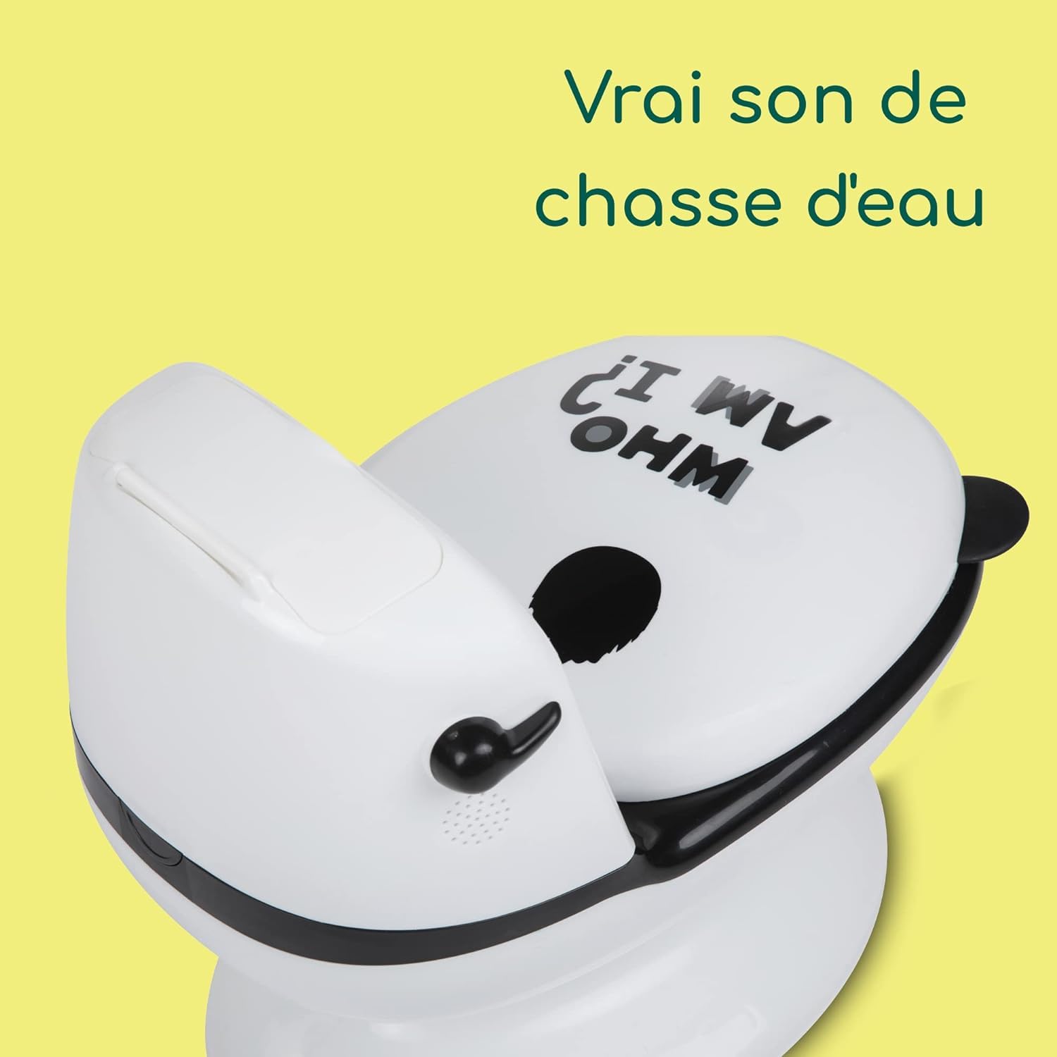 Bebeconfort Pot Bébé Toilette, Siège d'Apprentissage de la Propreté, 1-4 ans, 0-20 kg, Pare-Éclaboussures, Vrai Son de Chasse d'Eau, Cuvette Amovible, Facile à Nettoyer, Panda