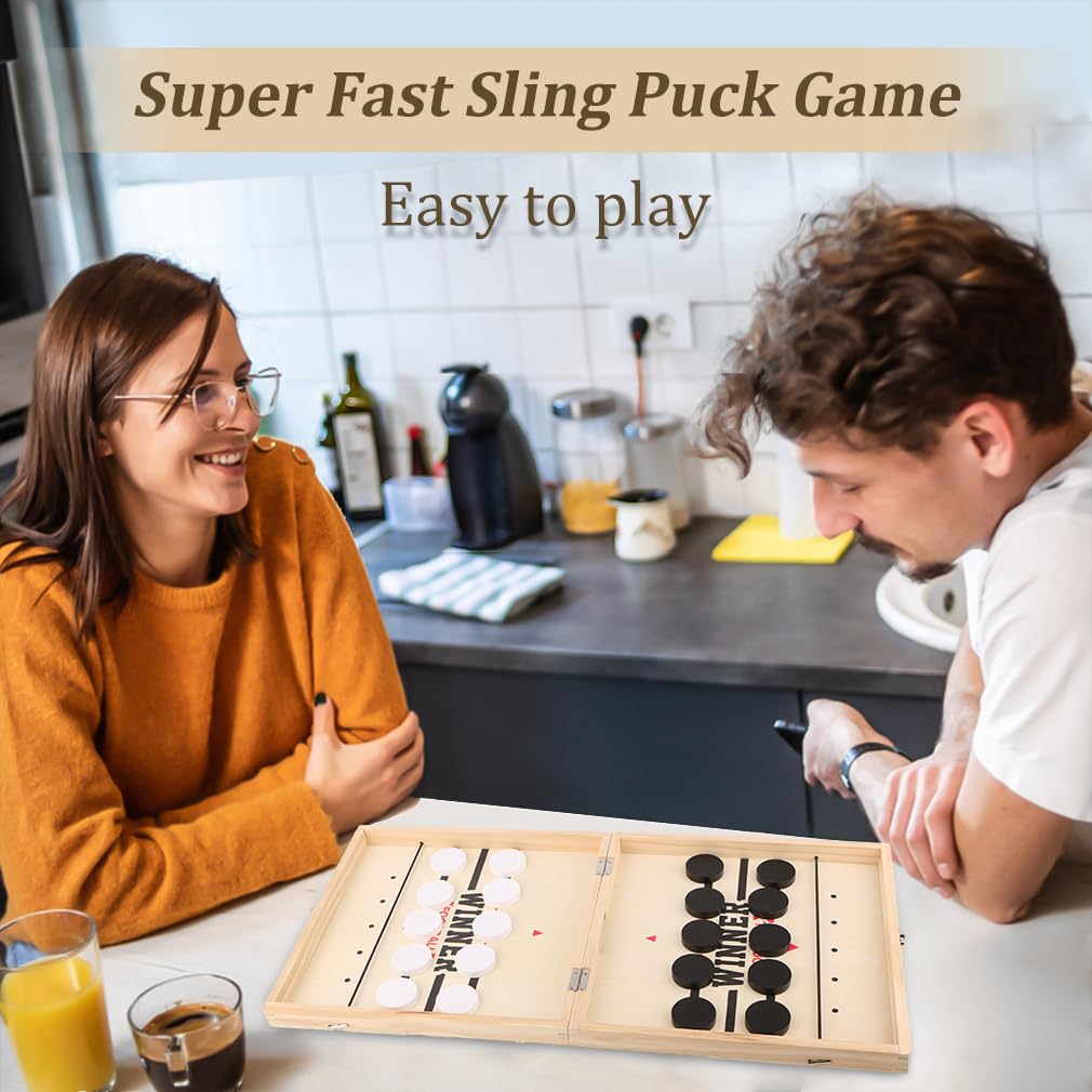 Cartlant Fast Sling Puck Game, Large Foosball Table Shuffleboard Adult Wooden Super Player Winner Pucket Board - Image 2
