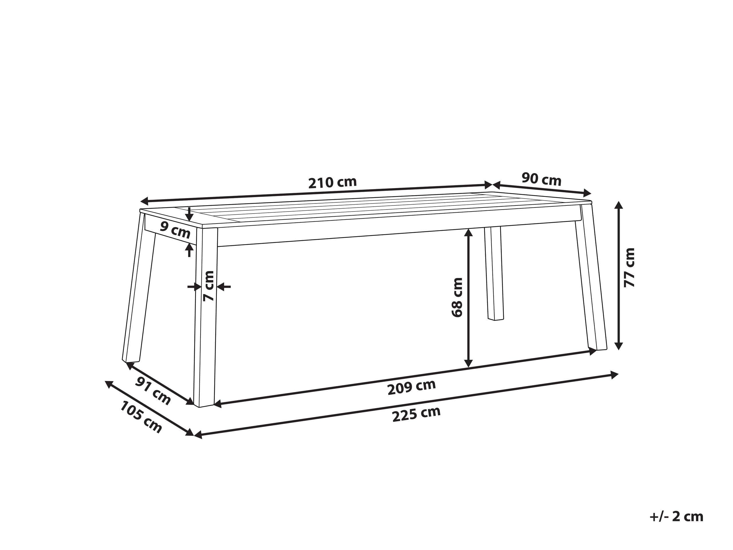 Stół ogrodowy 210 x 90 cm ośmioosobowy laminowane jasnobrązowy akacjowe Livorno