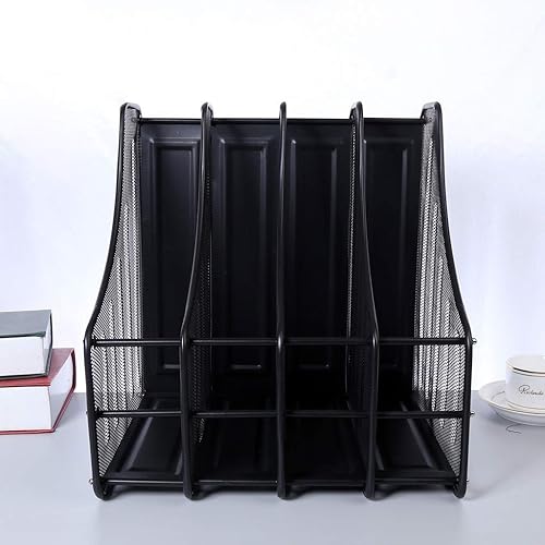 Miniatura 3 de Estante de archivos de escritorio organizador de archivos de malla metálica negra para organizar archivos carpetas y libros estantes de carpetas de