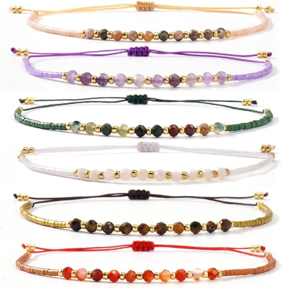 Colorful beaded healing bracelets for women adjustable natural stone jewelry