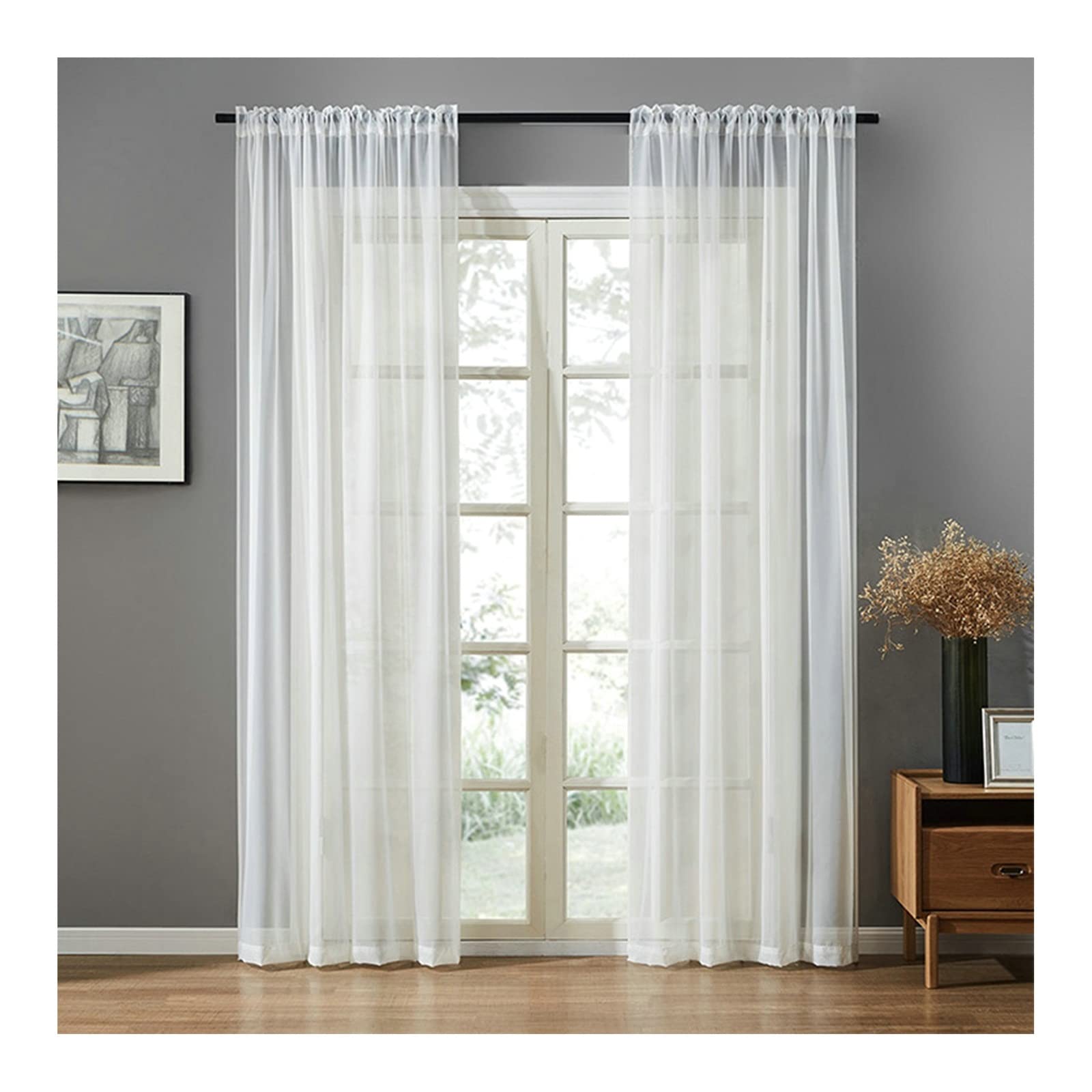 Cortinas para ventana de poliéster KnSam con un acabado monocolor moderno y de alta calidad