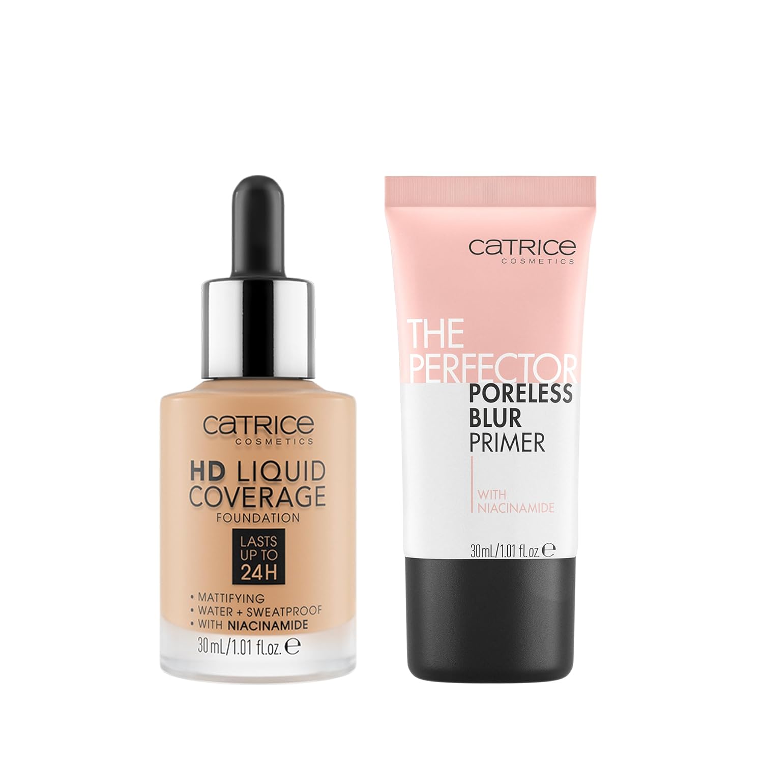 Catrice | HD Foundation 42 & The Perfector Poreless Blur Primer Bundle | Full Coverage Makeup | Vegan & Cruelty Free