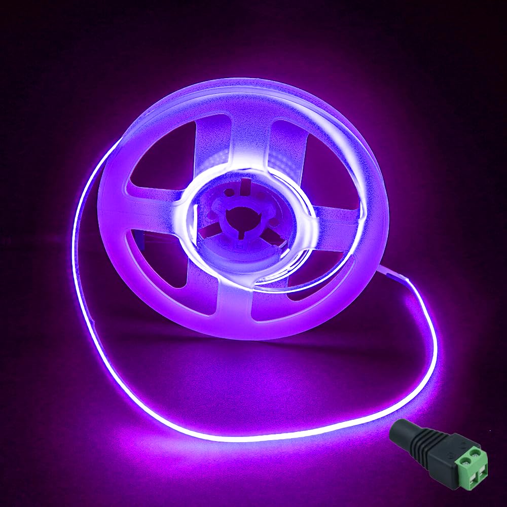 JBdusn 12V COB LED Strip 5m, Purple Flexible LED Strip Lights with 480LEDs/M,CRI 90+, 2mm Width,Uniform Dotless LED Tape Light for Room Cabinet Home DIY Projects (Not Power Supply) — image 1
