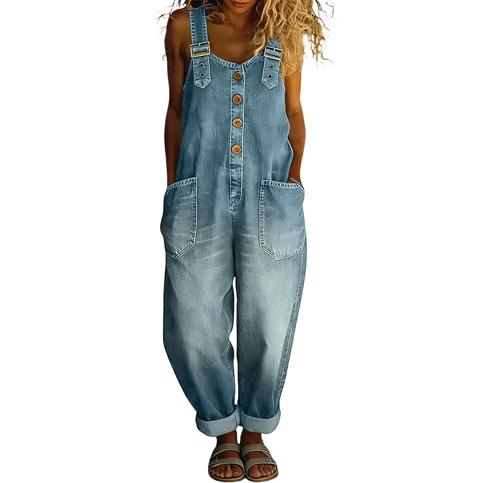 Mono Mujer Elegante Estilo Vaquero Sin Mangas Moda Mujer Mono Glamour Chic Suave Monos con Bolsillo Casual Basicas para Viaje Vacaciones Descanso
