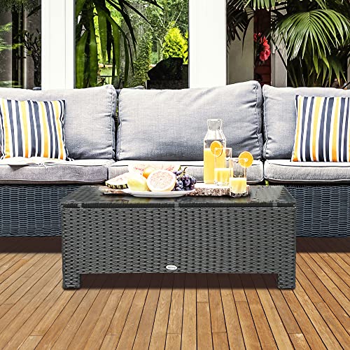Ousunny-Patio-Furniture-Wicker-Coffee-Table-Hand-Woven-PE-Rattan-Side-Table-with-a-Tempered-Glass-Top-335-x-1975-Black Ousunny Patio Furniture Wicker Coffee Table Hand Woven PE Rattan Side Table with a Tempered Glass Top 335 x 1975 Black