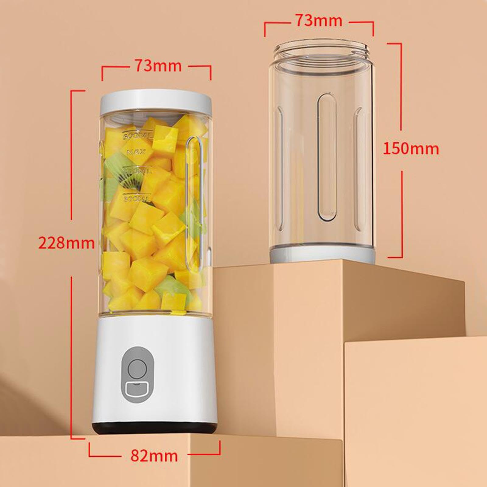Blender Portable Mini Mixeur Bouteille Jus Fruits 180W Fonction Nettoyage Facile Convient Gym Bureau Maison Bébé Repas, Blanc