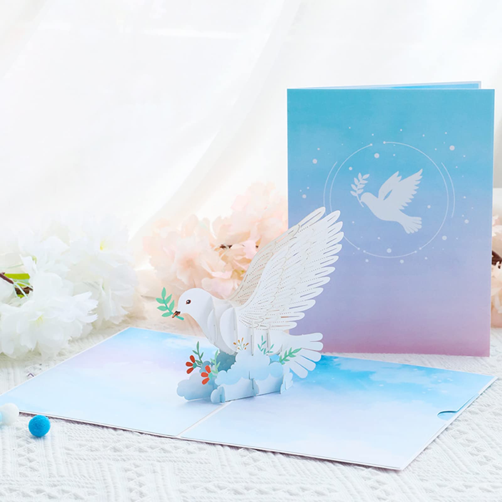 Biglietto Pop-Up 3D Per Comunione Ragazzo Con Colomba E Croce – Biglietto Auguri Cresima, Battesimo – Fatto A Mano Con Carta Giapponese – Con Busta - 2