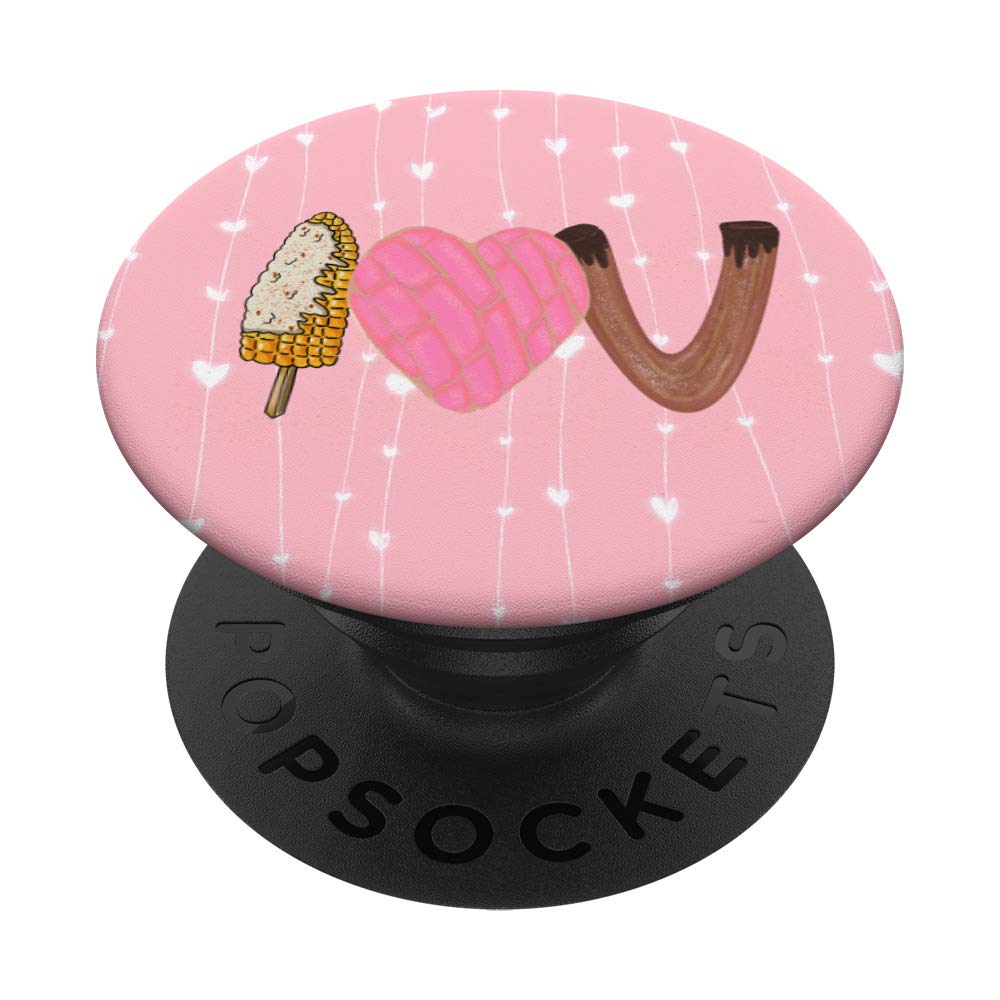 Valentine Funny Elote Concha Churro Lovers I Love U Gift PopSockets PopGrip: Swappable Grip for Phones & Tablets