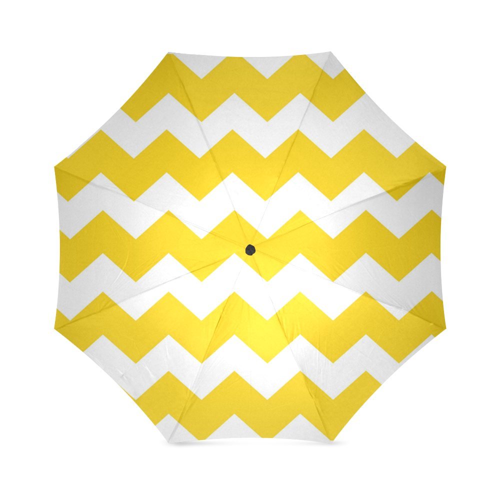 foldable UmbrellaCustom Fashionable Yellow White Chevron Pattern Compact Travel Windproof Rainproof Foldable Umbrella