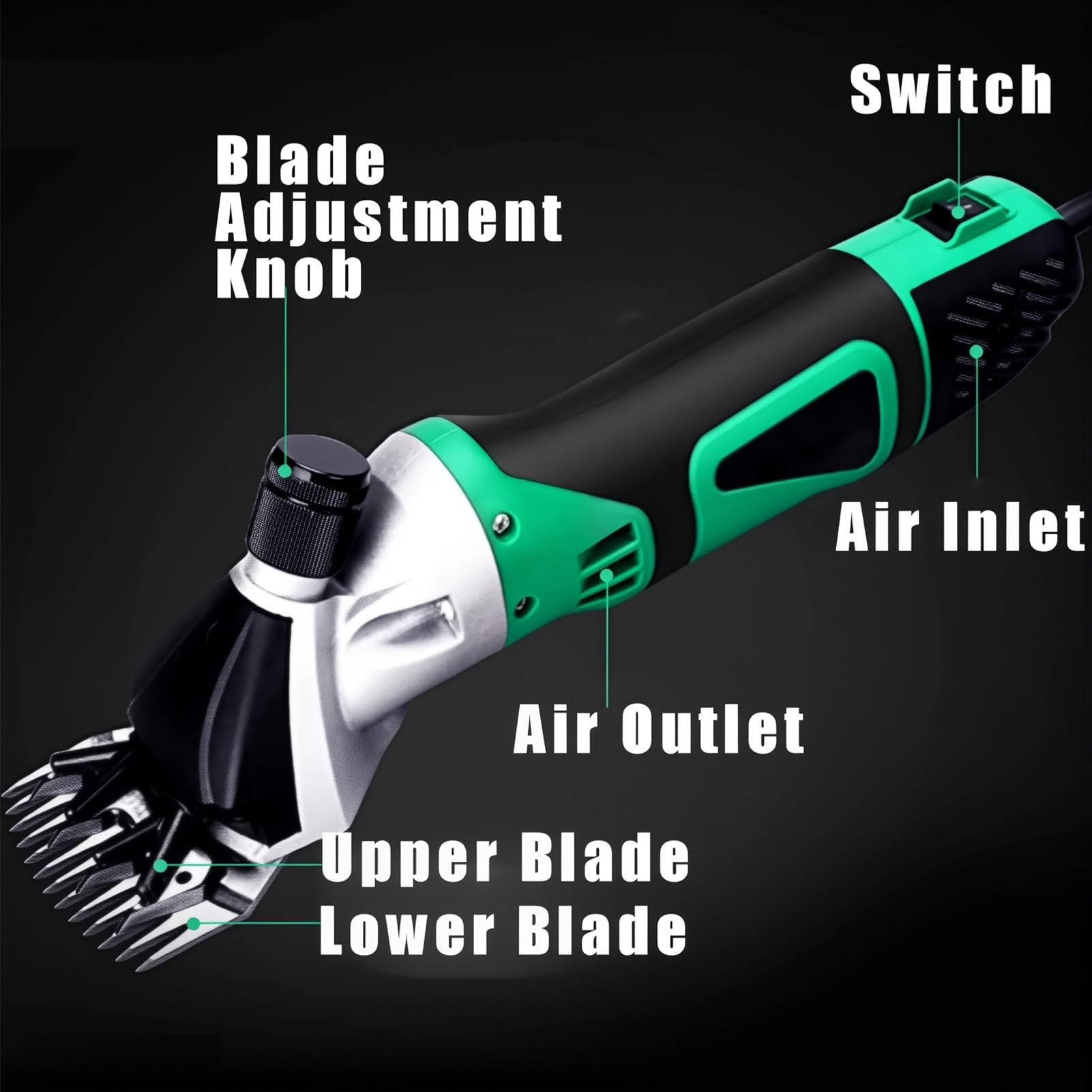 Esquiladora Eléctrica para Ovejas 850W a 2800Rpm Cortadora Eléctrica para Ganado con Ajuste de 6 Velocidades y Cuchilla de 13 Dientes Ancho de Cuchilla 76Mm Cortadora Profesional de Lana para Ca Blue