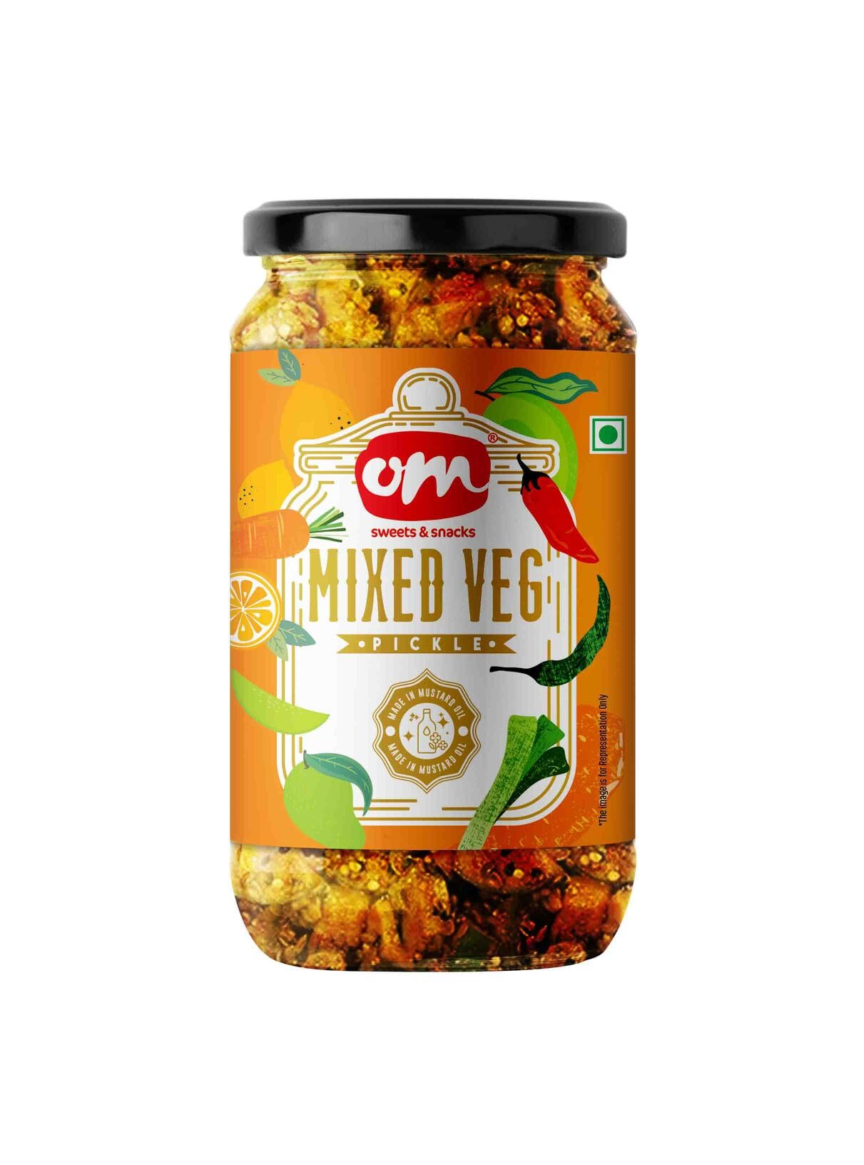Om Sweets & Snacks Mix Veg Pickle || 400gm each, Pack of 1-picture-22
