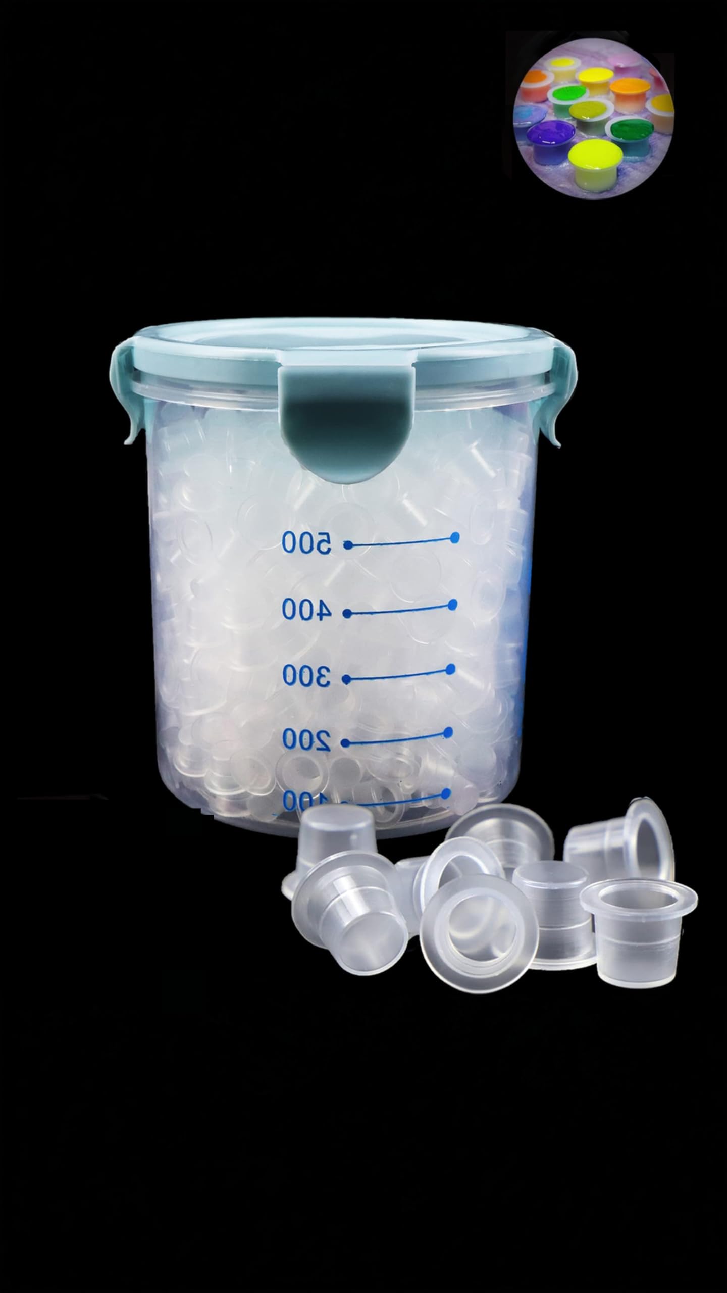 Sweet seven Tattoo Ink Cups, 500pcs Tattoo Ink Cups, Plastic Pigment Cups for Tattooing Permanent Makeup Container Tattoo Supplies and Equipment (Small-500pcs, with Box)