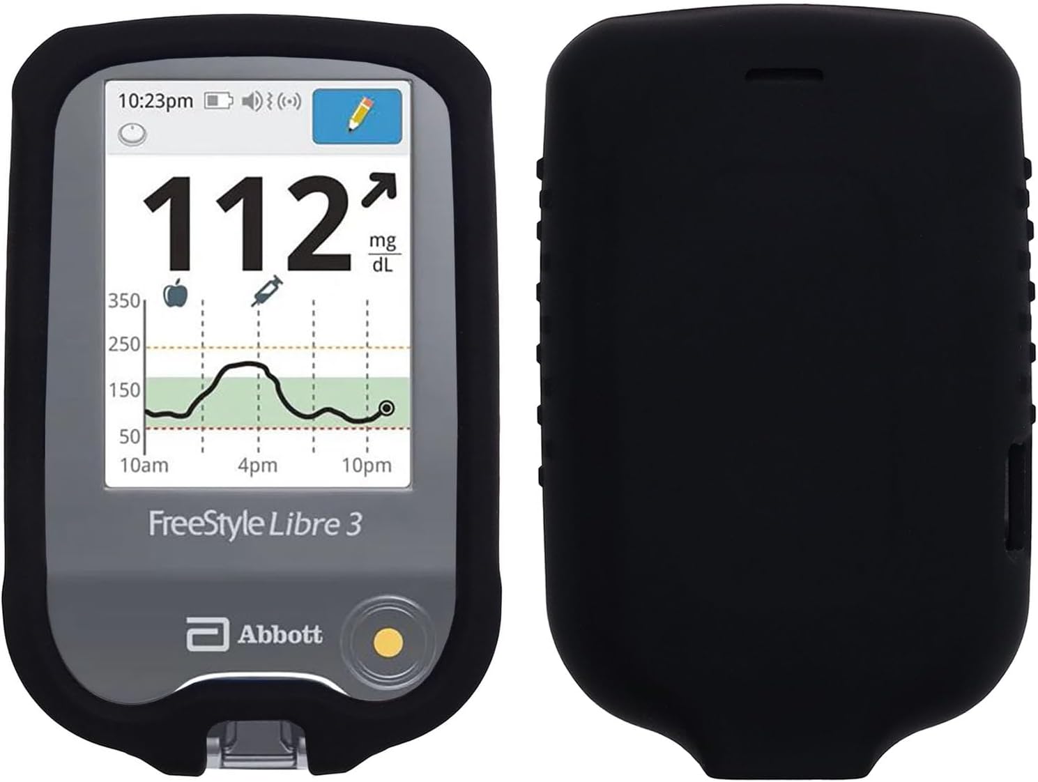 Premium Silicone Protective Cover Set (Screen Protector + Lanyard + Lanyard Patch) for Freestyle Libre 3/ Freestyle Libre 2 (Continuous Glucose Monitor) (Black)