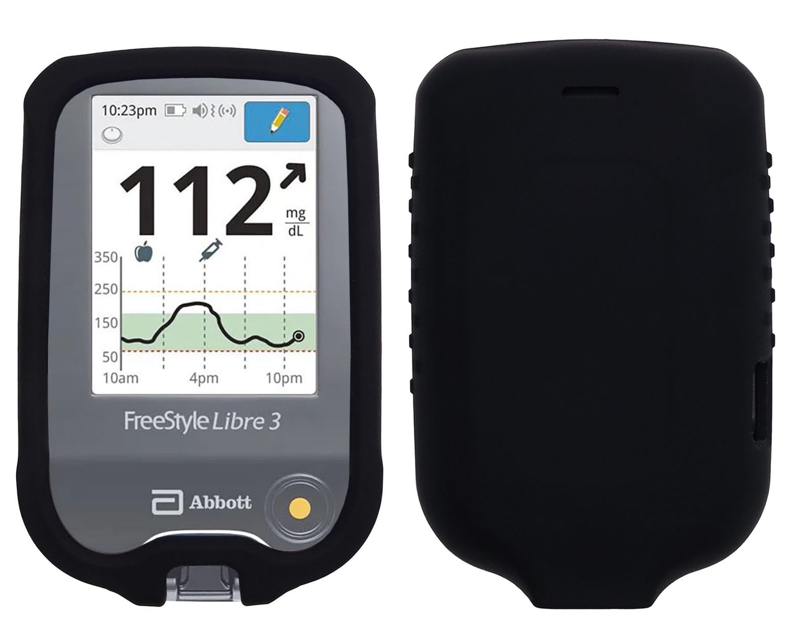 Funda protectora de silicona premium (cordón + parche) para Freestyle Libre 3/Freestyle Libre 2 (monitor continuo de glucosa) (negro)