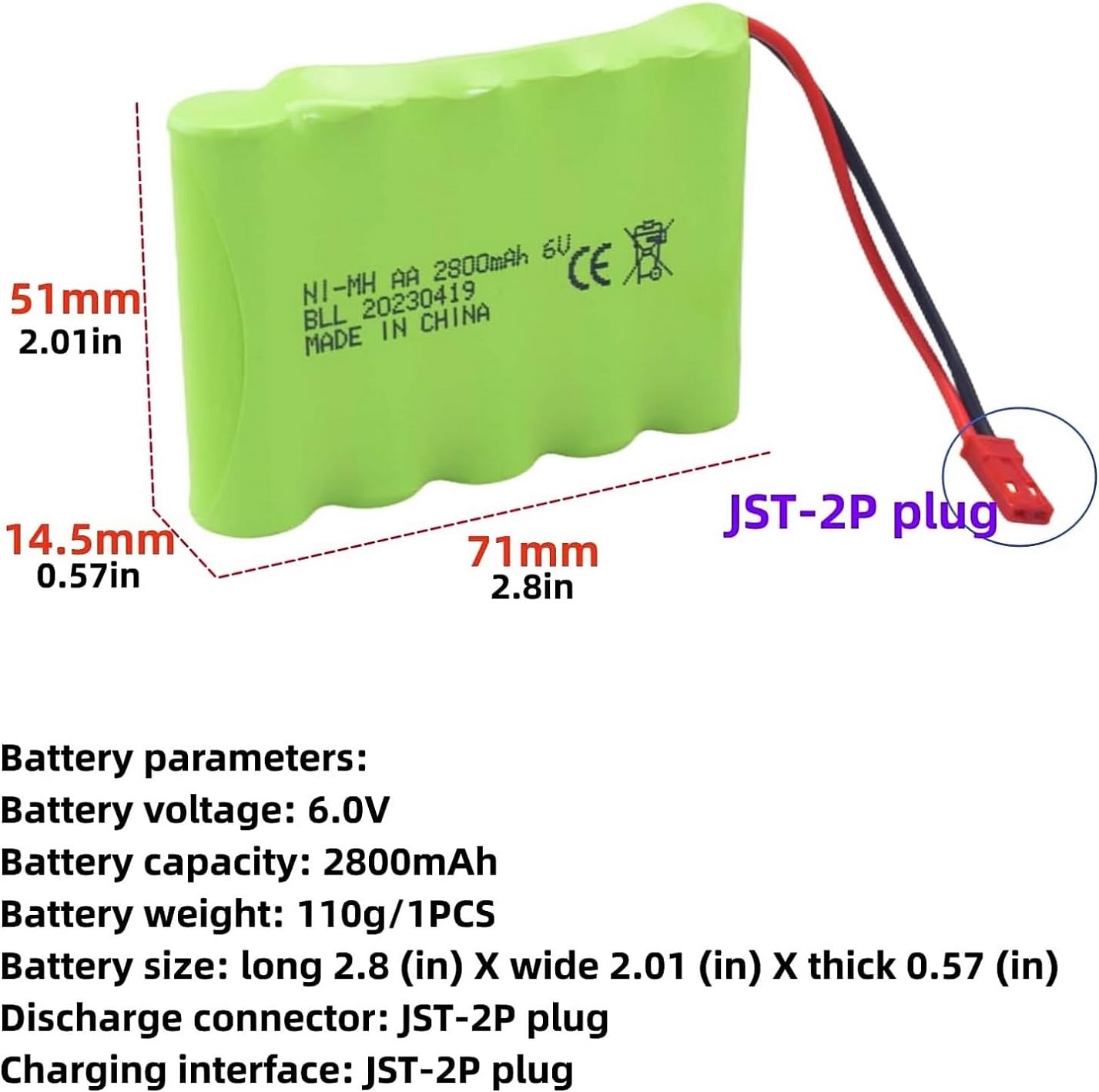 Paquete de batería recargable de 9.6V para coche de juguete - Accesorios universales para vehículos eléctricos