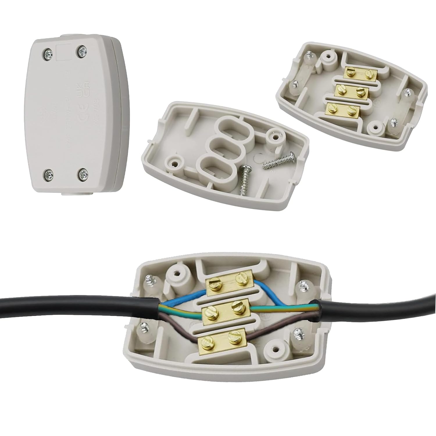3 Terminal Electrical Junction Box, Flex Connector, Cable Joiners 2 PCS Cable Connection Box