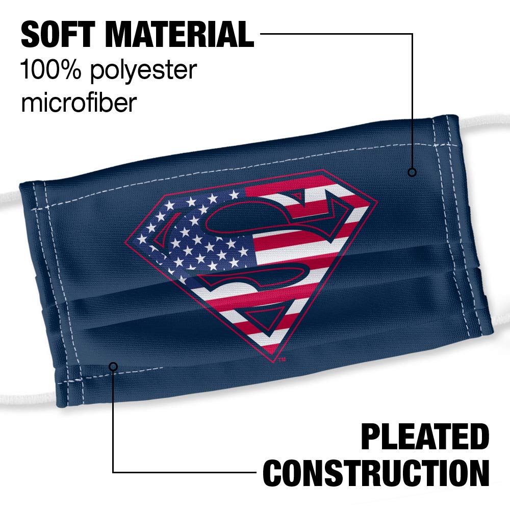 Superman U.S. Shield 1-Ply Reusable Face Mask Covering with Adjustable Nose Wire, Unisex