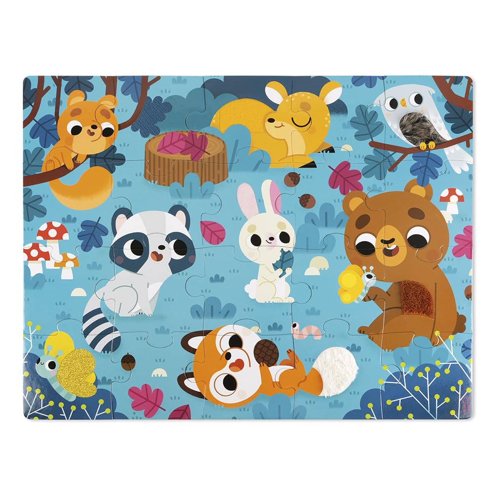 Janod Tactile Puzzle Forest Animals - 20 Pcs - Ages 24+ Months - J02685 - Image 2