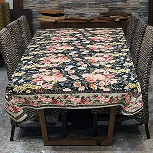 Raghuraj Lifestyle Printed Dining Table Cover,Floral Print 150x250cm 6 Seater,Fabric-Rectangular,Cotton,Multicolor,Pack of 1