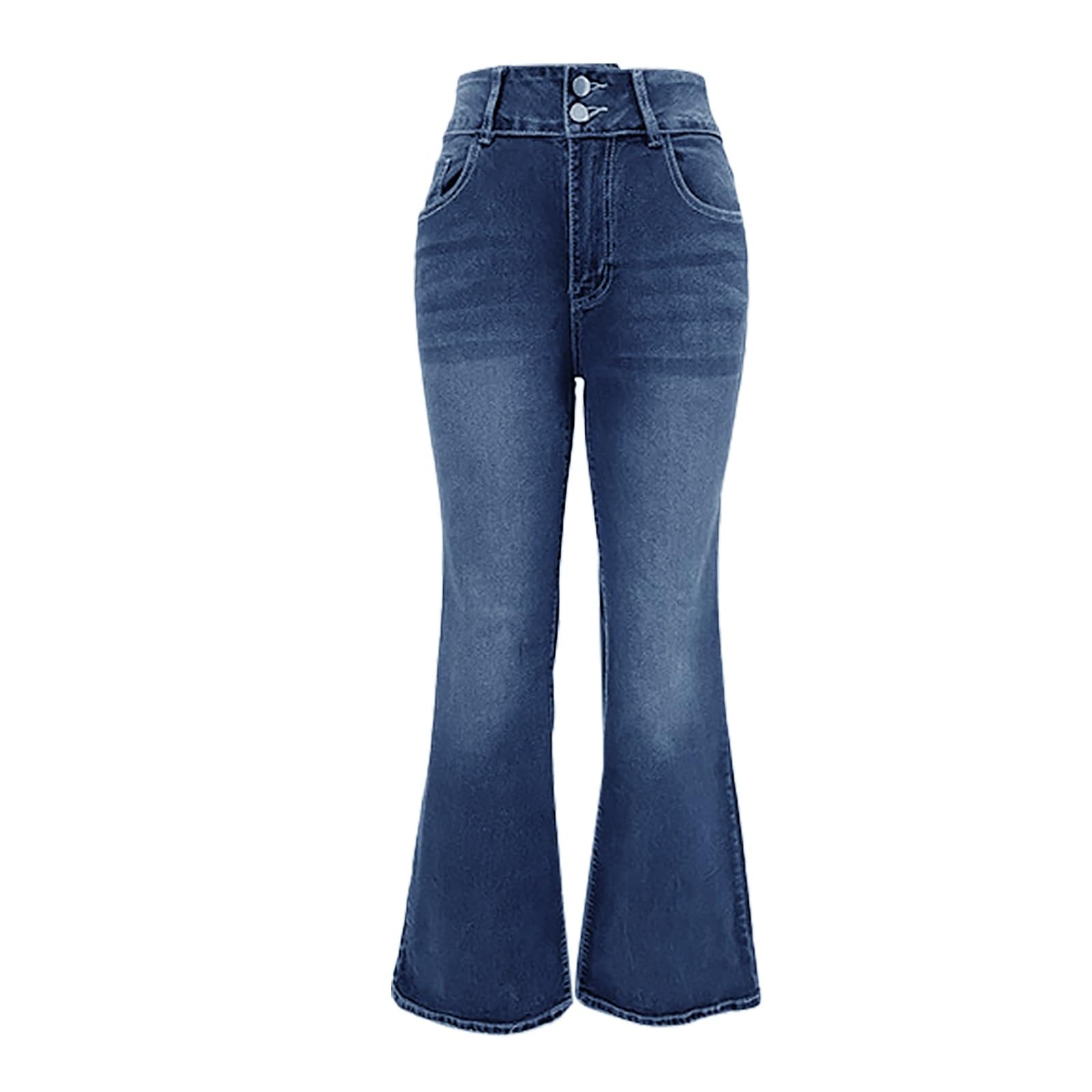 Generisch Jeans da donna, taglio a vita media, pantaloni a zampa, stile retrò, streetwear, jeans da donna, jeans elasticizzati, jeans a percussione, eleganti e versatili, per il tempo libero